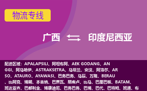 廣西到印度尼西亞物流專線全境/直達，廣西到印度尼西亞空運（海運）公司